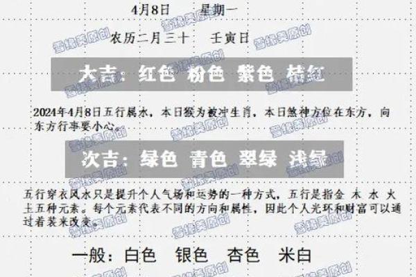 2025年4月8日今日五行穿衣颜色大吉 2025年4月8日今日五行穿衣颜色大吉